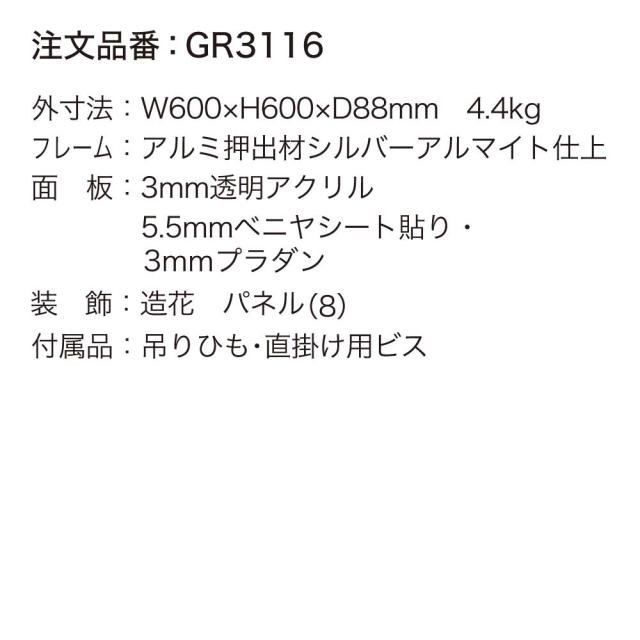 ウォールグリーン フェイクグリーン BOXフレーム 600×600×88 透明板 アクリル パネル フレーム 【正規代理店】 ベルク 額装 壁 直付け ひも掛け 人工観葉植物 造花 空間演出 オフィス クリニック ロビ 店舗 受付 商業施設 インテリア 国産 BELK GreenMode GR3116_2