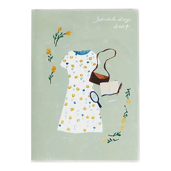 ダイアリー 2024 手帳 クツワ カラーインデックス手帳 B6 月曜始まり 081SHC お花とドレス マンスリー＆ウィークリー 2023年