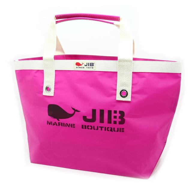 JIB ファスナー無しトートバッグ Mサイズ TM ピンク×アイボリー ベルトなし 8文字まで名入れ無料 セイルクロスバッグ ジブ じぶ JIB ファスナー無しトートバッグ Mサイズ TM ピンク×アイボリー ベルト