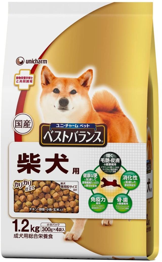 ユニ チャーム ベストバランス カリカリ仕立て 柴犬用 成犬用 チキン 野菜 小魚 玄米入り 1 2kg 賞味期限21年08月の通販はau Pay マーケット ティーアwebshop