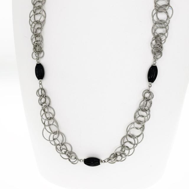 激安特価 Gianmaria Buccellati ジャンマリア ブチェラッティ ハワイ マウイ デザイン ネックレス オニキス 750 K18 Wg ホワイトゴールド Italy 期間限定セール Lamaduninatrattoria Com Br