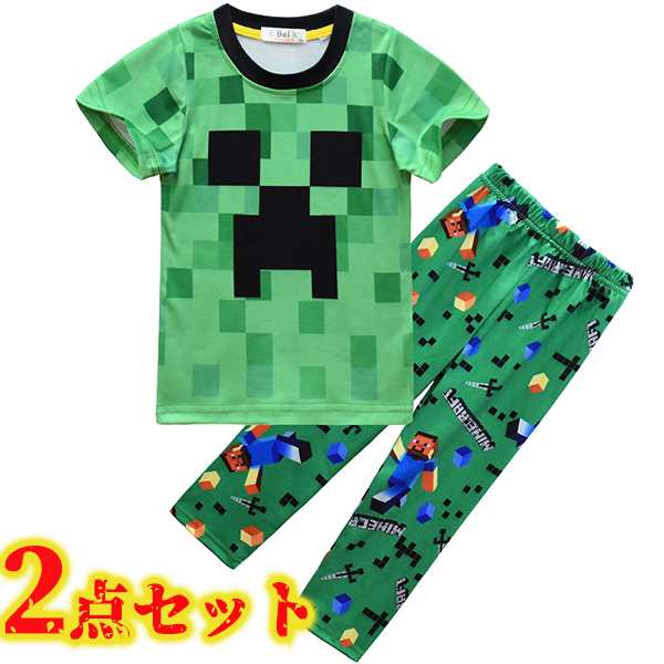 Tシャツ 上下セット マインクラフト クリーパー ジャージ 半袖 ｔシャツ パンツ プレゼント 誕生日 100 110 1 130 140の通販はau Pay マーケット エミル