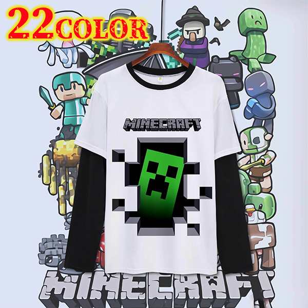 Tシャツ マインクラフト トップス 22色 キャラクター たくさん 長袖 マインクラフト フートつき コスプレ衣装 大人用子供用 ハロウィン仮の通販はau Pay マーケット エミル