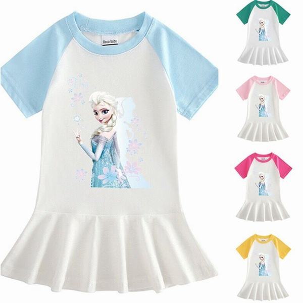 夏大人気 超可愛い アナと雪の女王 エルサ柄ワンピース 半袖 バイカラー ガールズ 子供服 プリンセスの通販はau Pay マーケット エミル
