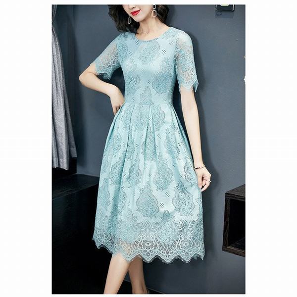 ミモレ丈 ワンピース 結婚式ドレス パーティードレス ブルー 二次会 謝恩会 演奏会 発表会 大人 フォーマルの通販はau Pay マーケット エミル