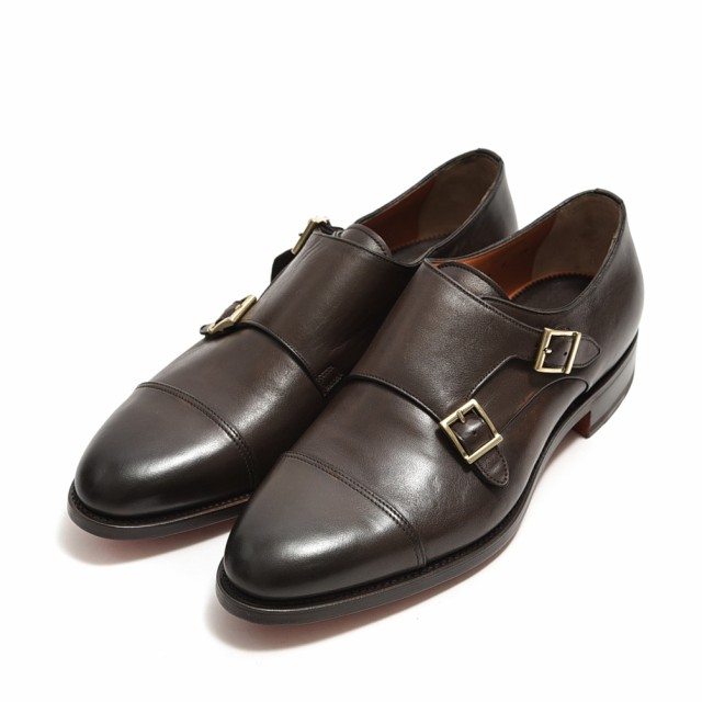 【半額以下】サントーニ SANTONI ダブルモンク レザー シューズ ストレートチップ メンズ ブラウン イタリア ブランド サイズ 26.5cm 27.