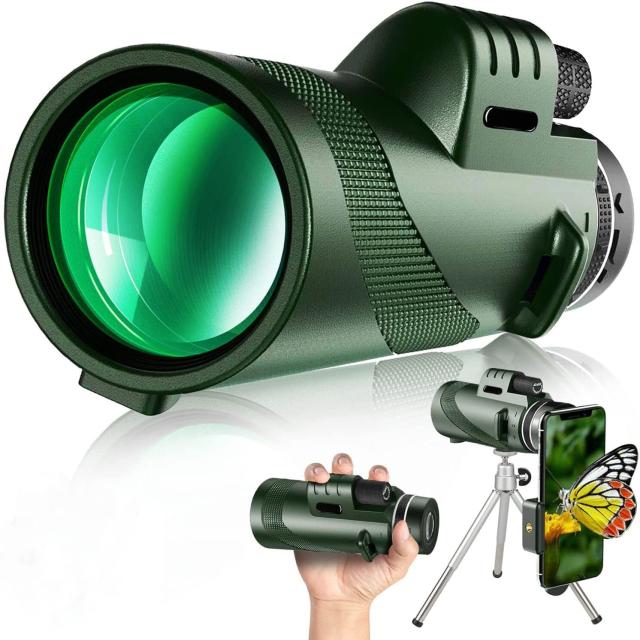 80x100高倍率 単眼鏡 望遠鏡 高倍率 スマホ 小型 軽量 Bak4プリズム 