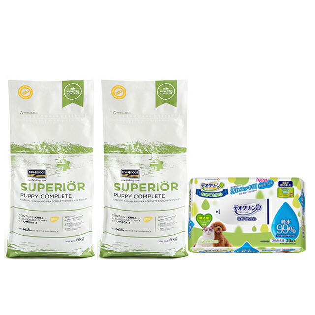 フィッシュ4 ドッグ スーペリア パピー 12kg（6kg×2）【正規品】【犬想いオリジナルセット】【デオクリーン付】