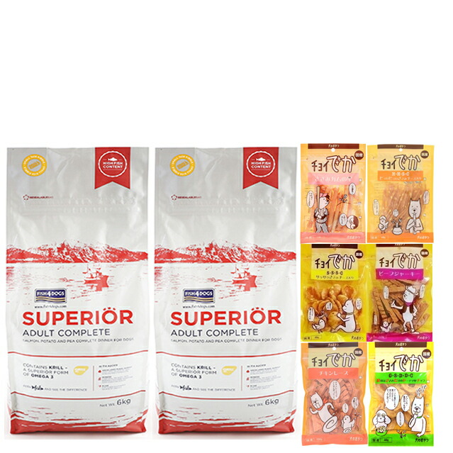 フィッシュ4 ドッグ スーペリア アダルト 12kg(6kg×2）【正規品】【犬想いオリジナルセット】【おやつチョイあげ付】