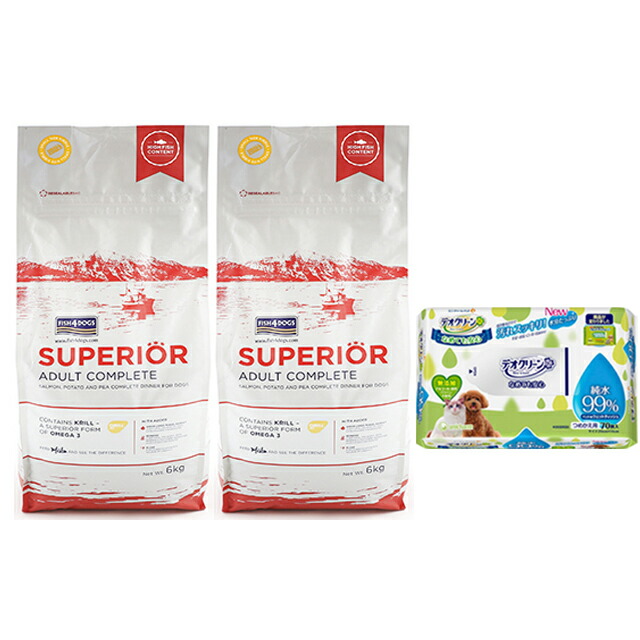 フィッシュ4 ドッグ スーペリア アダルト 12kg(6kg×2）【正規品】【犬想いオリジナルセット】【デオクリーン付】