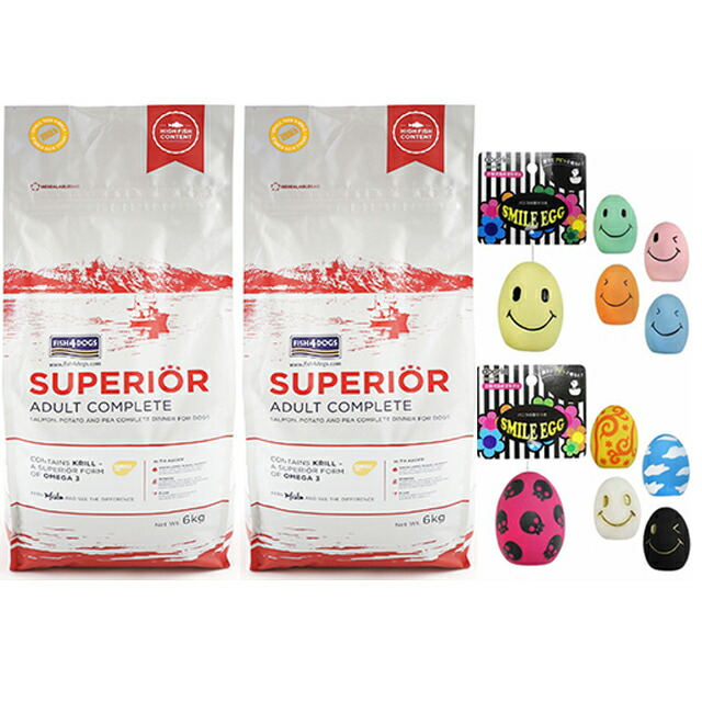 フィッシュ4 ドッグ スーペリア アダルト 12kg(6kg×2）【正規品】【犬想いオリジナルセット】【スマイルエッグ付】