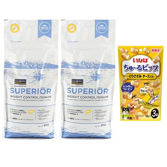 フィッシュ4 ドッグ スーペリア ウェイトコントロール 12kg（6kg×2）【正規品】【犬想いオリジナルセット】【チュール付】
