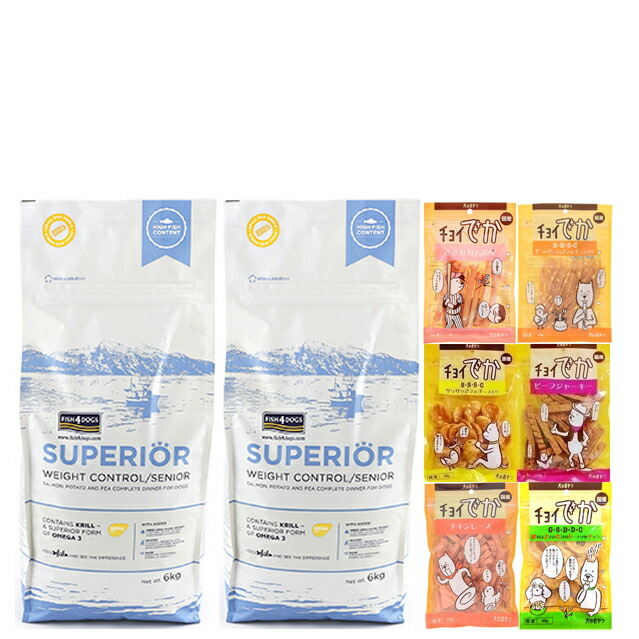 フィッシュ4 ドッグ スーペリア ウェイトコントロール 12kg（6kg×2）【正規品】【犬想いオリジナルセット】【おやつチョイあげ付】