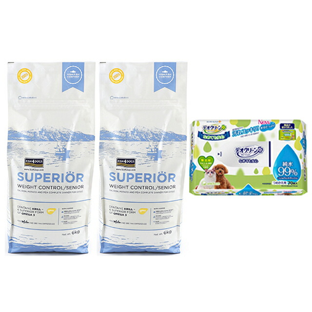 フィッシュ4 ドッグ スーペリア ウェイトコントロール 12kg（6kg×2）【正規品】【犬想いオリジナルセット】【デオクリーン付】