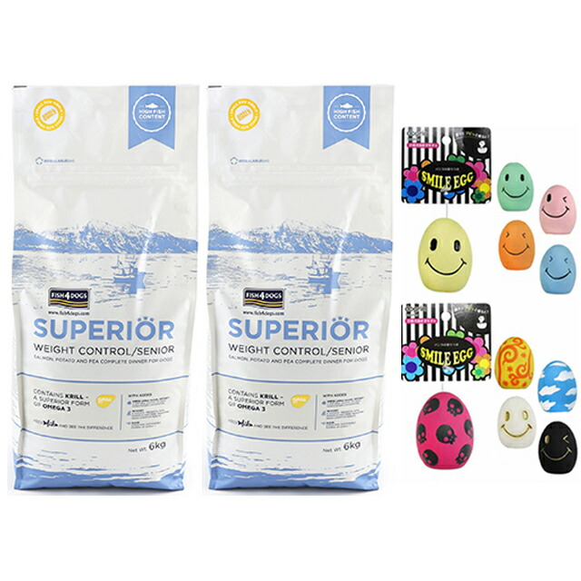 フィッシュ4 ドッグ スーペリア ウェイトコントロール 12kg（6kg×2）【正規品】【犬想いオリジナルセット】【スマイルエッグ付】