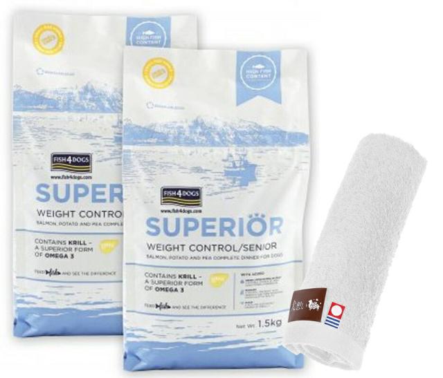 フィッシュ4 ドッグ スーペリア ウェイトコントロール 3kg（1.5kg×2）【犬想いオリジナル今治ハンドタオルプレゼント】【タオルカラー ホワイト】の通販は 8,069円