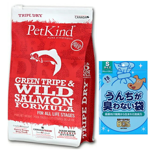 ペットカインド グリーン トライプ＆ワイルド サーモン 6.35kg【犬想いオリジナルセット】【BOSうんちが臭わない袋付】の通販は 13,750円