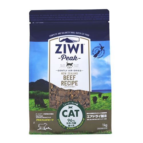 【あす着便利用可能】【送料無料】【ポイント10%】ジウィピーク エアドライ キャットフード NZグラスフェッドビーフ 1kgの通販は