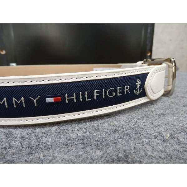 メンズベルト 人気ブランド トミーヒルフィガー TOMMY HILFIGER ホワイト系 本革 ロゴ カジュアルベルト 38mm USA直輸入モデル  トラッド の通販はau PAY マーケット - 悠久の旅人の店