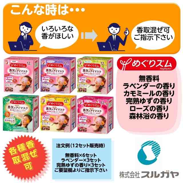 花王 めぐりズム 蒸気でホットアイマスク 無香料 ［12枚入×12箱 合計