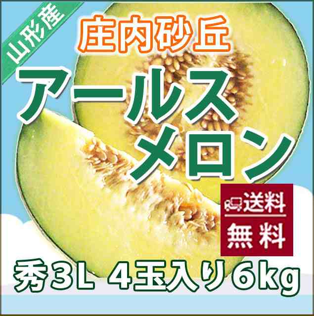 メロン 送料無料 【 アールスメロン 秀３Ｌ ４個入り 庄内砂丘 】 秀 高級 化粧箱 2L アンデス メロン 品種 直売所 時期 価格 旬 フルー