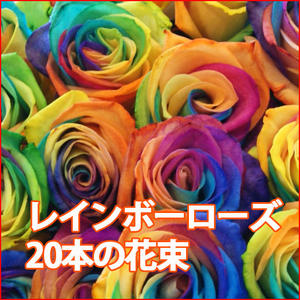 レインボーローズ バラ 花束 ブーケ 送料無料 【 レインボーローズ 20本 花束 】 誕生日 結婚記念日 プロポーズ レインボー ミニブーケ 一輪 1本 アレンジメント フラワーアレンジメント ソープフラワー プリザーブドフラワー 花ギフト ホワイトデー ホワイトデー_1