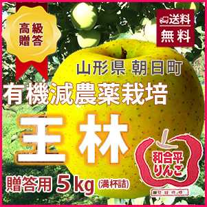 王林 りんご 送料無料 山形 リンゴ 葉取らずりんご 贈答用  【  王林 おうりん ５kg 満杯詰め 朝日町 和合平 有機減農薬栽培 満杯詰め 10月上旬〜20日頃 】 青りんご 蜜入りリンゴ 3kg 5kg 10kg 農産物 ポイント消化 100円 300円 500円