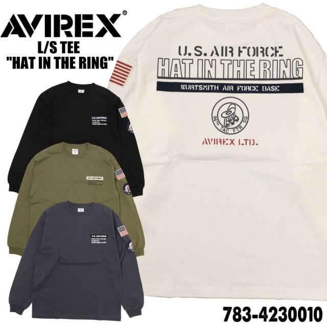 AVIREX アヴィレックス アビレックス 長袖 Tシャツ 783-4230010 プリント クルーネック ミリタリー メンズ トップス USAF HAT IN THE RING ロンT