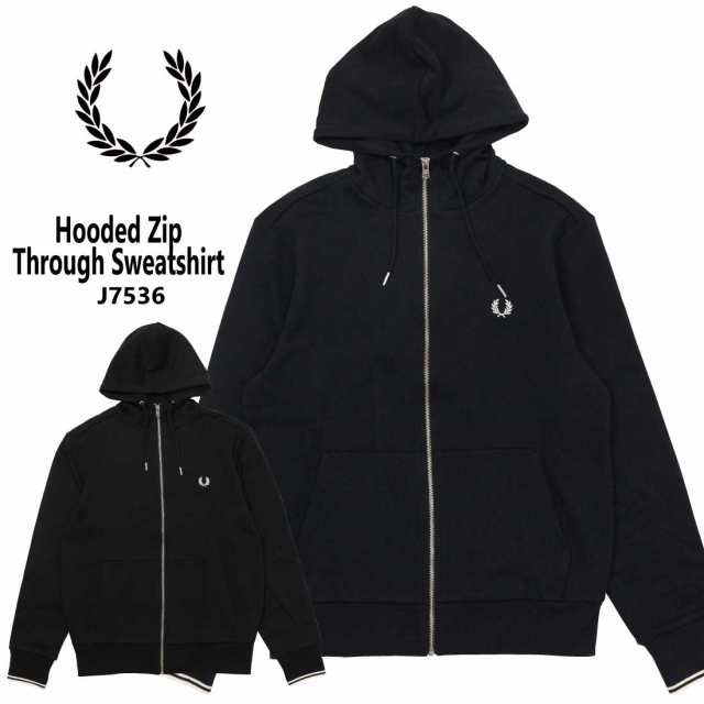 FRED PERRY フレッドペリー 長袖 ジップ パーカー J7536 Hooded Zip Through Sweatshirt スウェット ループバック メンズ ロゴ ワンポイ