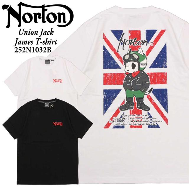 メール便発送 Norton ノートン 服 半袖 Tシャツ 252N1032B ユニオン ジャックジェームスTシャツ クルーネック プリント ロゴ アメカジ バイカー メンズ