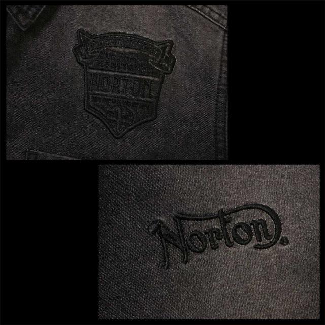 Norton ノートン 服 長袖 シャツ 261n1500B フロント エンブレム 同色刺繍 デニムシャツ アメカジ バイカー メンズ 服 ファッション_8