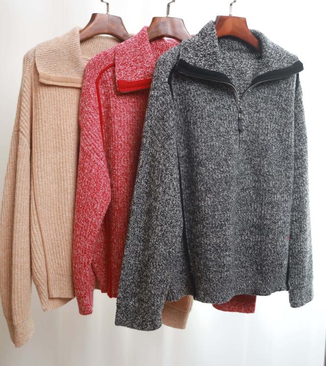 【2024新作】高級 100% メリノウール セーター メンズ レディース 秋冬 ハーフジップ 軽量 保温 ユニセックス ベージュ レッド グレー フリーサイズ 毛玉防止【LPIUTY】 2024新作】高級 100% メリノウール セーター メンズ レディース 秋冬