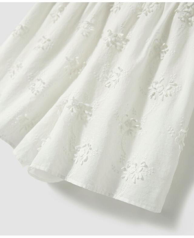 刺繍レースフレアスカート コットン100% 裏地付き ロング丈 ウエストゴム レディース 夏 フェミニン カジュアル ホワイト M/L/XL エレガント 83.5〜86.5cm 着やすいスカート