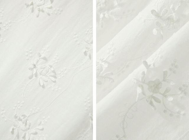 刺繍レースフレアスカート コットン100% 裏地付き ロング丈 ウエストゴム レディース 夏 フェミニン カジュアル ホワイト M/L/XL エレガント 83.5〜86.5cm 着やすいスカート