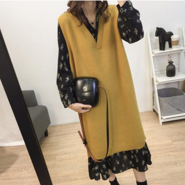 希少 レディース ワンピース 秋冬 Vネック ニット ベスト ロング ワンピース ゆったり ビッグシルエット ゆるコーデ ゆるニット ドレス のオシャレな Www Centrodeladultomayor Com Uy