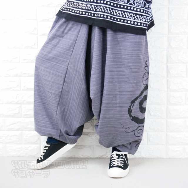 サルエルパンツ レディース メンズ エスニック アジアン 春 夏 秋 30代 40代 50代 ファッション ユニセックス ボトムス ロング丈 渦巻き アリババパンツ