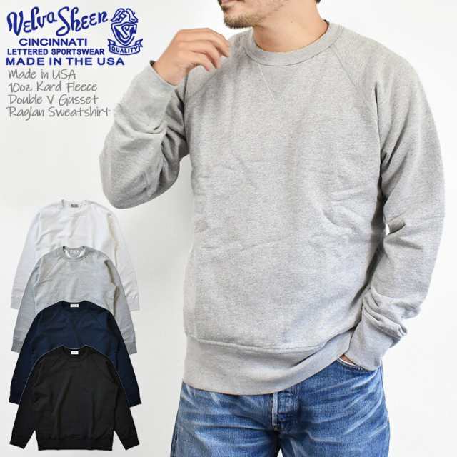 【国内正規品】Velva Sheen ベルバシーン Made in USA 10oz Kard Fleece Double V Gusset Raglan Sweatshirt 161153 アメリカ製 10オンス