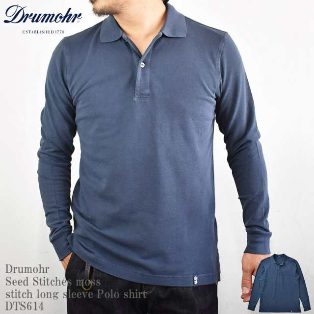 【XXS/XS/Sサイズ】Drumohr ドルモア Seed Stitches moss stitch long sleeve Polo shirt DTS614 鹿の子 ポロシャツ メンズ イタリア ネ