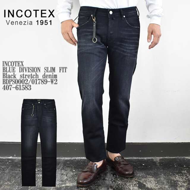 INCOTEX インコテックス BLUE DIVISION SLIM FIT Black stretch denim