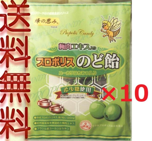 【送料無料】プロポリス入り 梅肉のど飴　80g　×10袋 キャンディー【代引OK】の通販は
