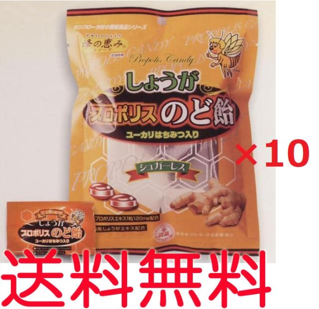 【送料無料】生姜（しょうが）プロポリス入りのど飴　80g ×10袋　キャンディー【代引可】 5,130円