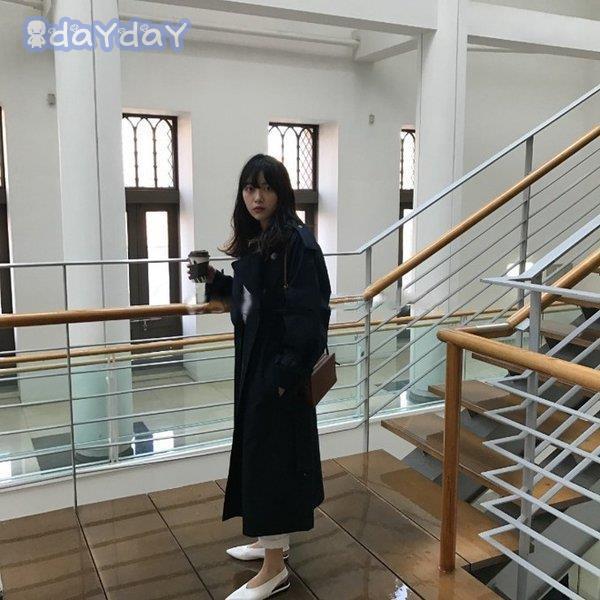 トレンチコート レディース ロングコート 通勤 体型カバー 二色