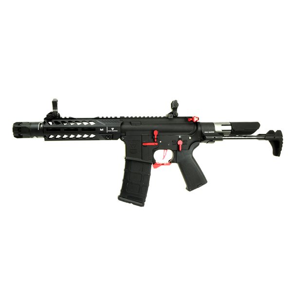 《5%OFFクーポン》E&amp;C 電動ガン　333 STRIKE オプレッサー PDW 7 　電子トリガー　レッドアクセント
