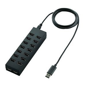 ELECOM エレコム 16ポートセルフパワーUSBハブ(U2H-Z16SBK)その他PCケーブル
