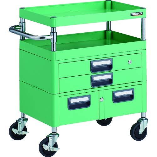TRUSCO トラスコ中山 TRUSCO フェニックスワゴン 抗菌 省音 600X400XH740 引出付 YG色