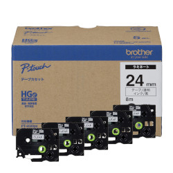 BROTHER ブラザー ブラザー工業 HGeテープ ラミネートテープ(透明/黒字)24mm 長さ8m 5本パック HGe-151V