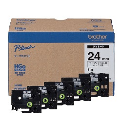 BROTHER ブラザー ブラザー工業 HGeテープ ラミネートテープ(銀マット/黒字)24mm 長さ8m 5本パック HGe-M951V