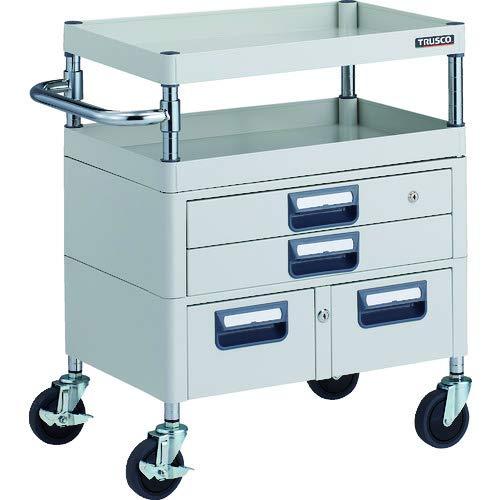 TRUSCO フェニックスワゴン 600X400XH880 引出付 YG色 PEW963VZYG TRUSCO フェニックスワゴン 省音 600Ｘ400ＸＨ880 3段 上部パンチング