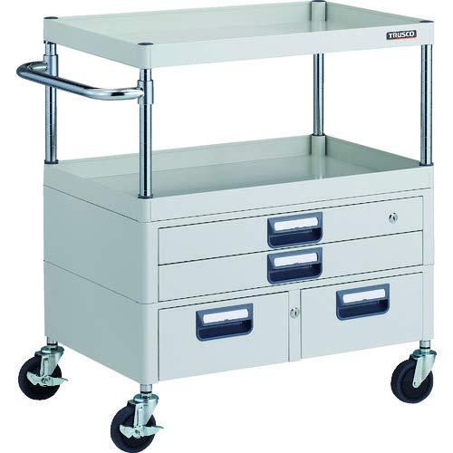 TRUSCO トラスコ中山 TRUSCO フェニックスワゴン 抗菌 省音 750X500XH880 引出付 W色