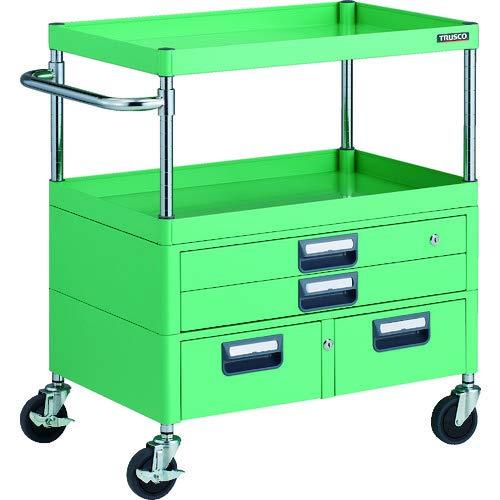 TRUSCO トラスコ中山 TRUSCO フェニックスワゴン 抗菌 省音 750X500XH880 引出付 YG色